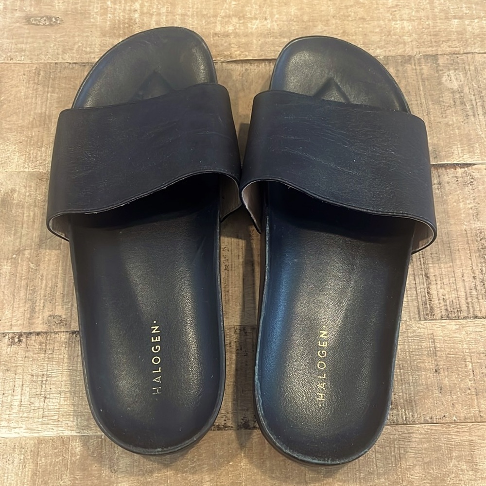 Halogen slide sandals - black - size 9